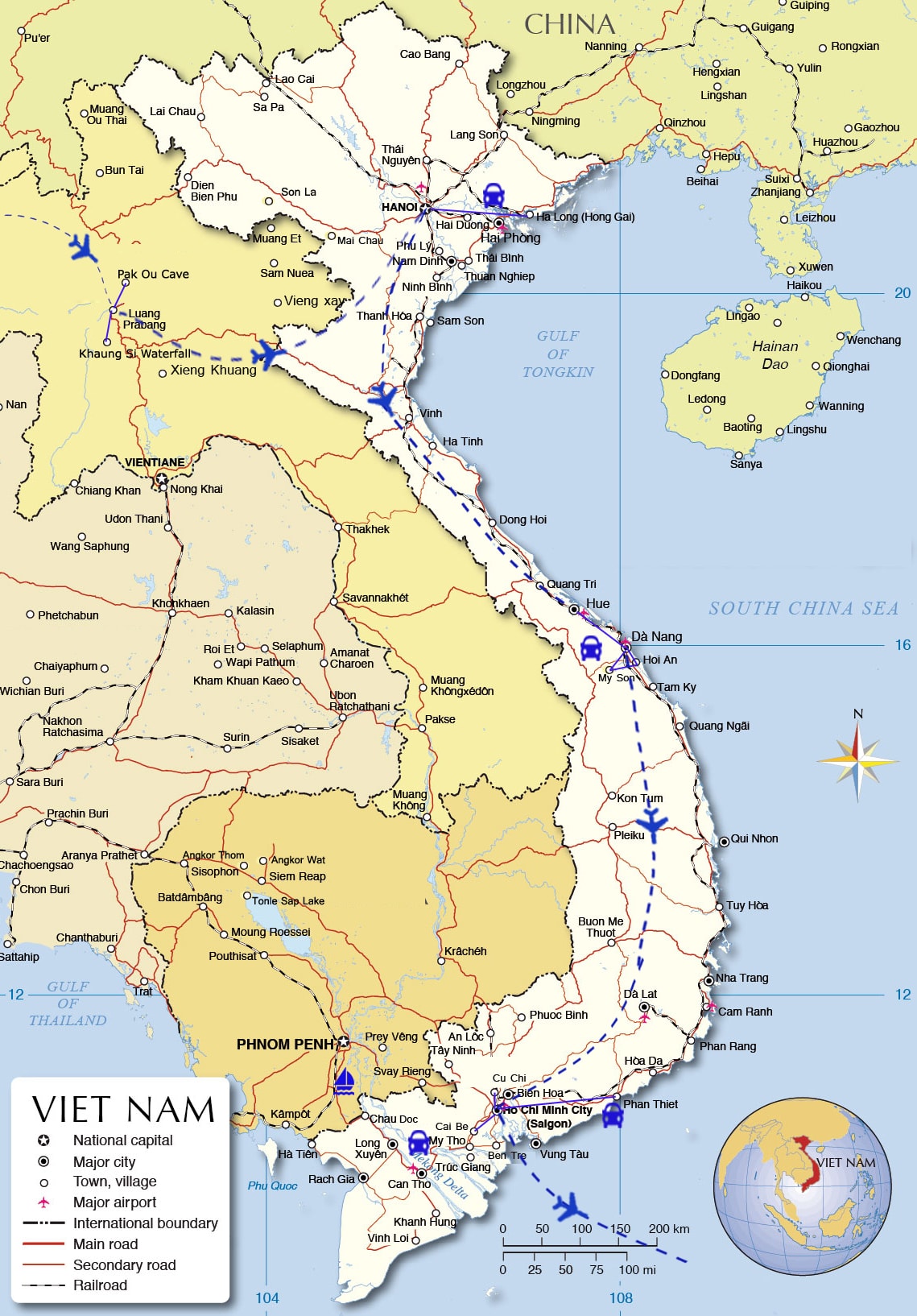 LV02: Highlights of Laos and Vietnam Holidays - 16 days - from Luang Prabang map