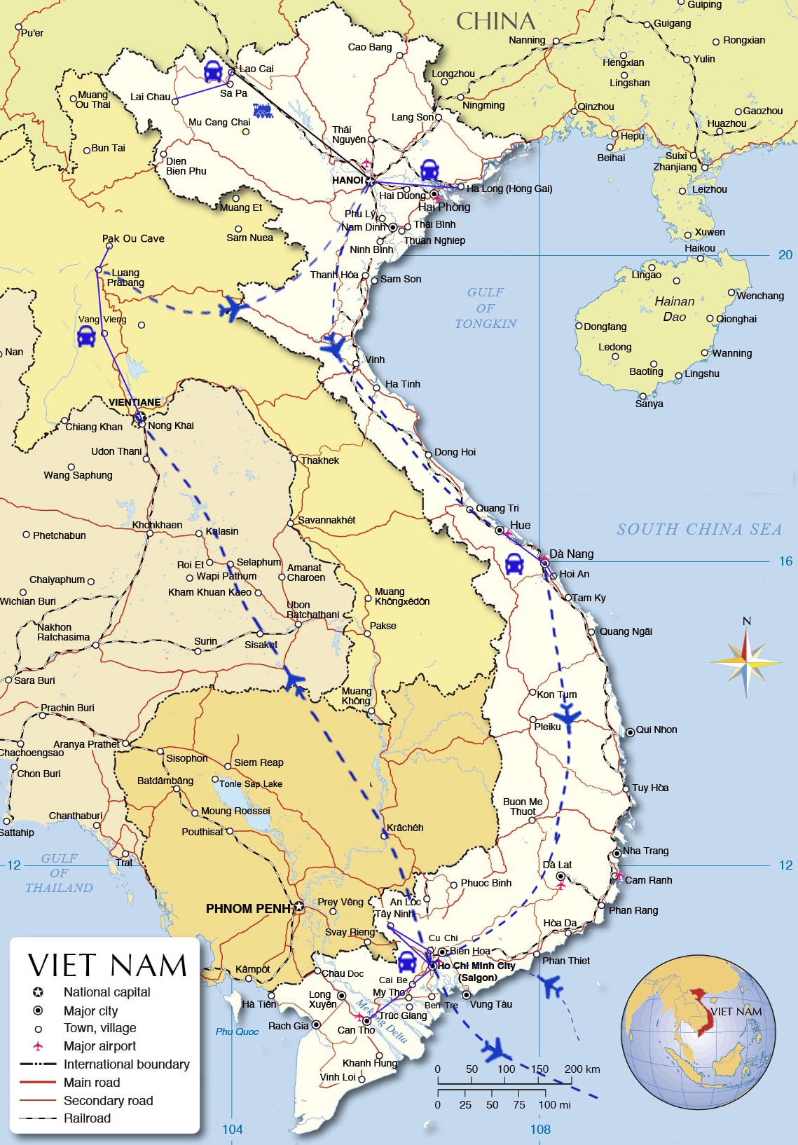 LV05: Family Tour of Laos - Vietnam - 21 days from HCMC map