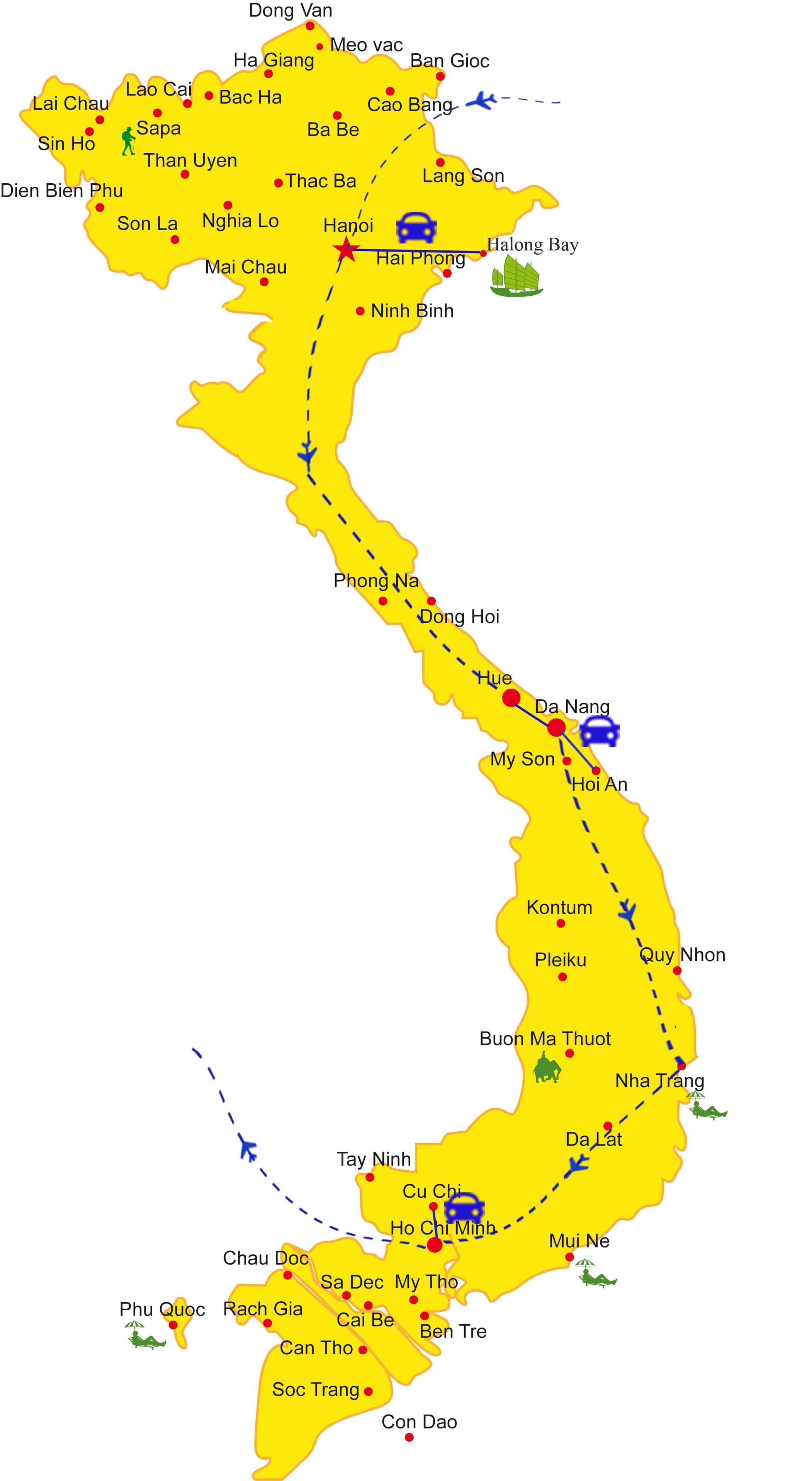 VF02: Vietnam Sun & Sea Holiday - 14 days from Hanoi map