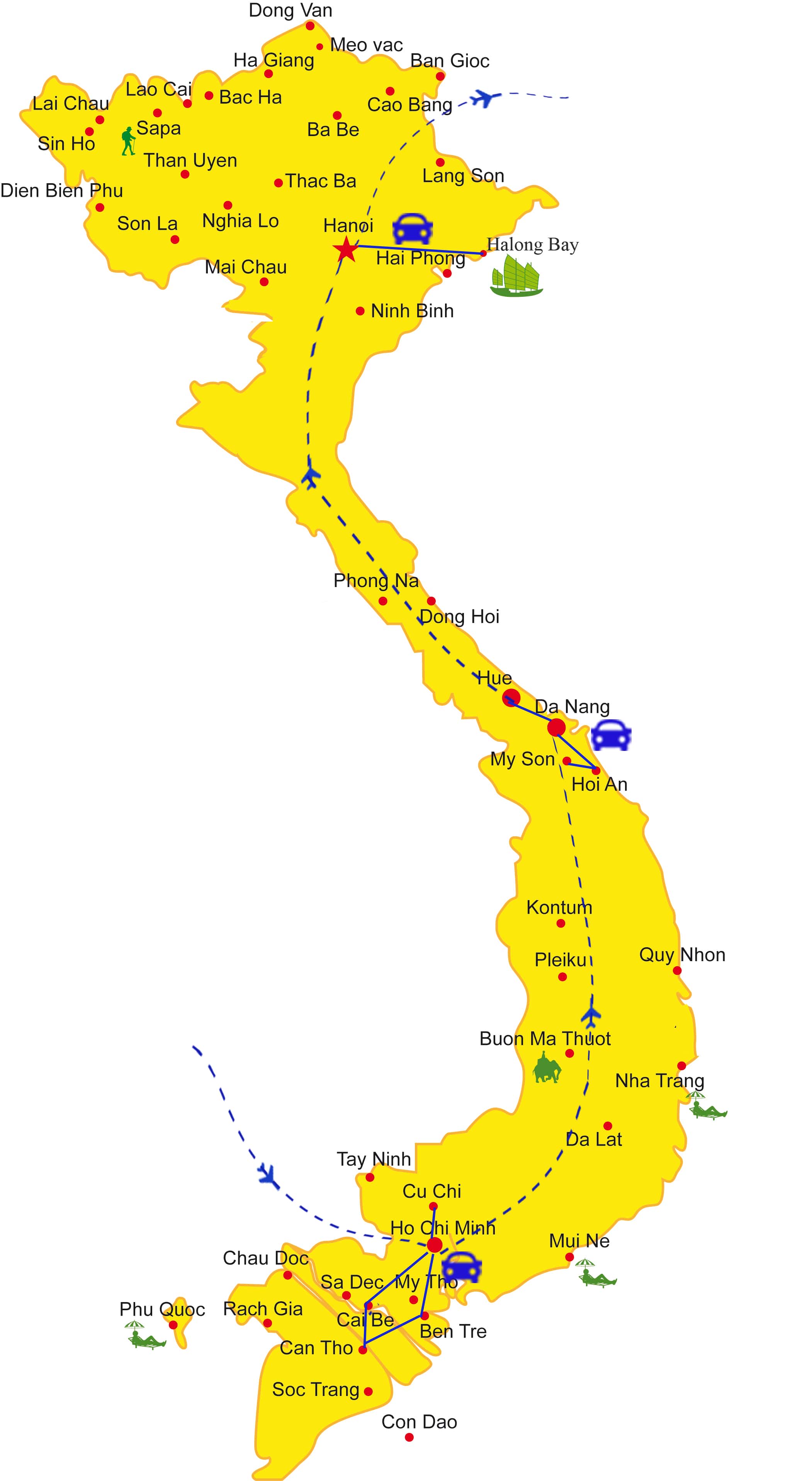 VLT01: Vietnam Tour in Style - 12 days from HCM map