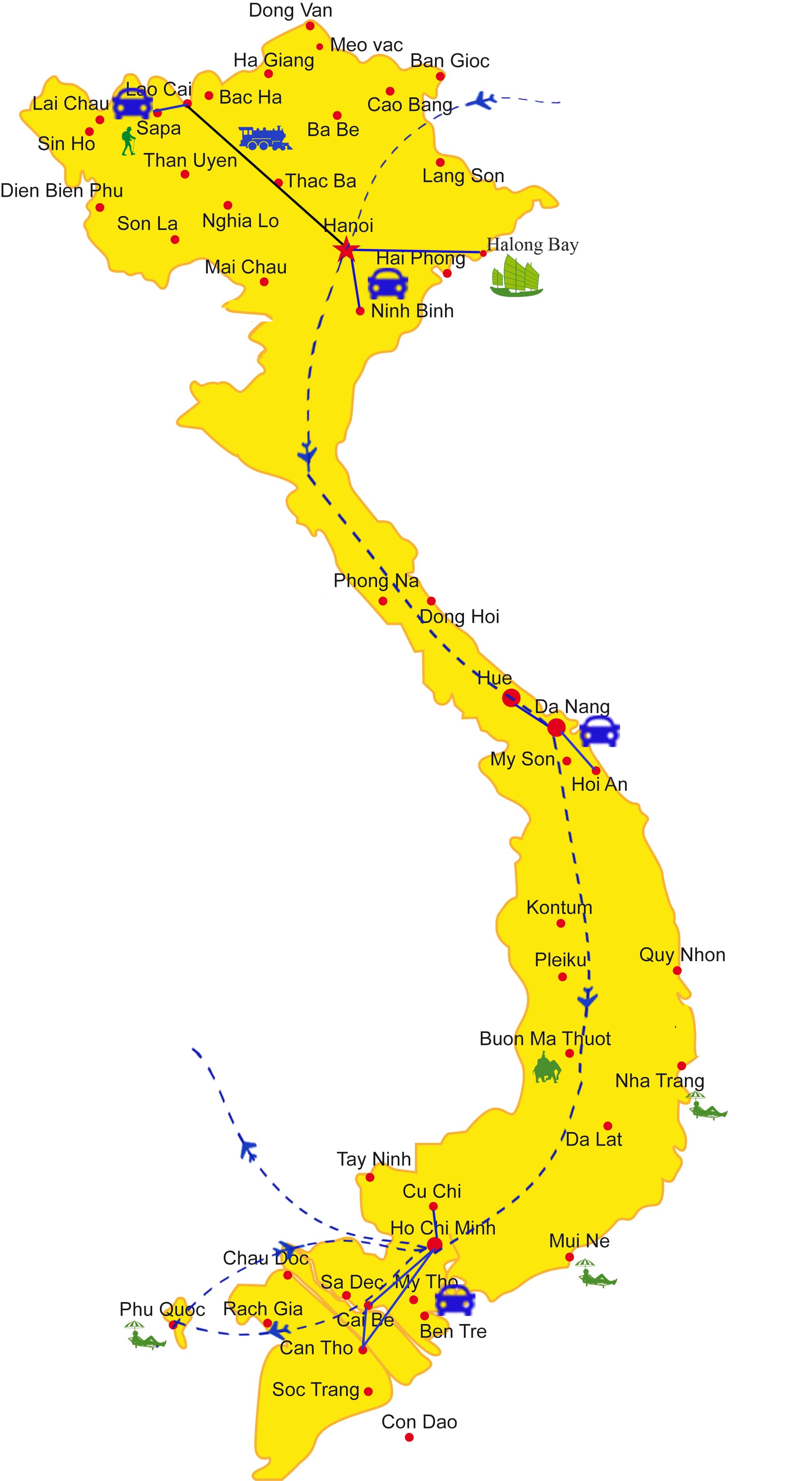 VT14: Vietnam Tour of Surprises - 19 days from Hanoi map