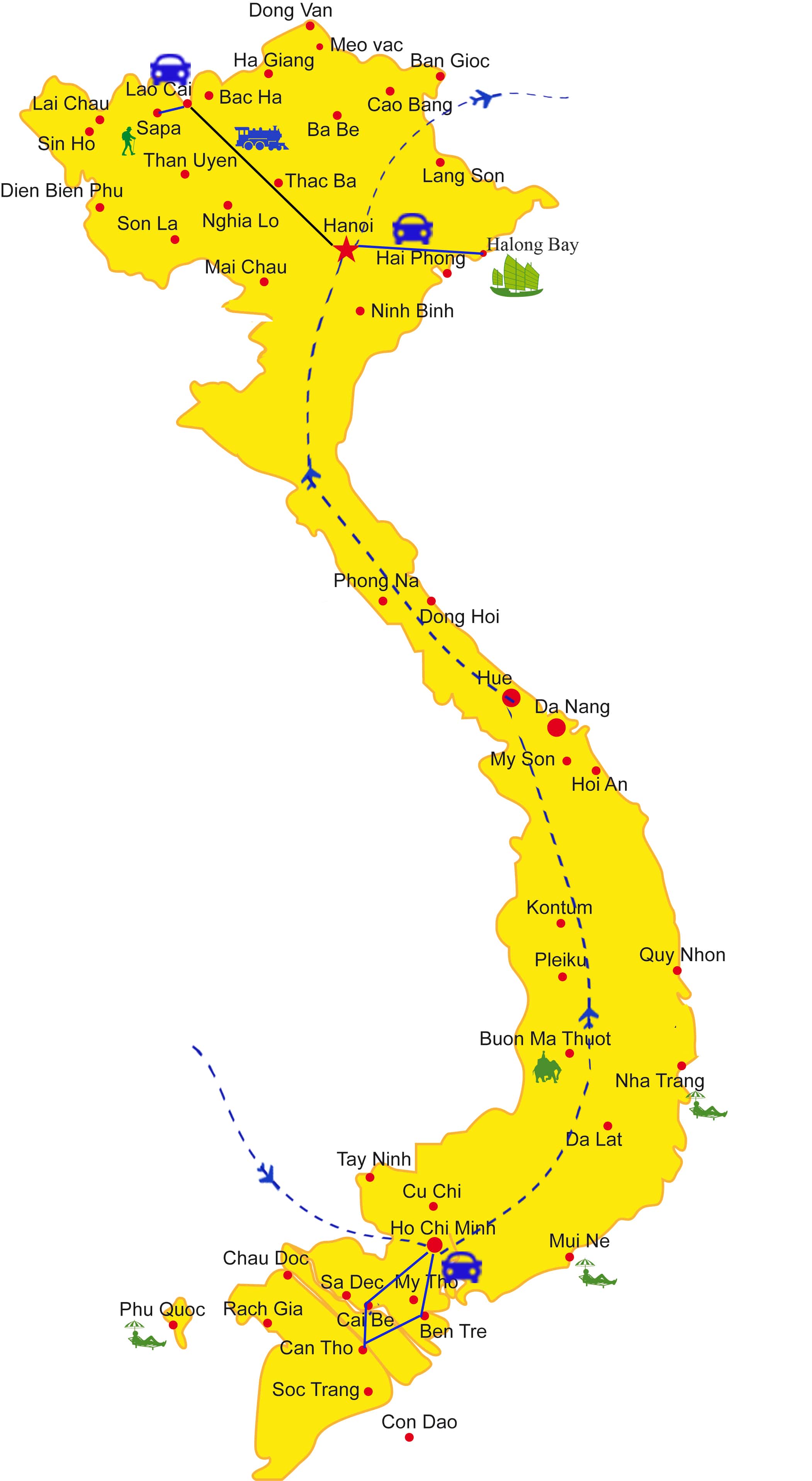 VT21: Vietnam tour for Overseas Vietnamese -  11 days from Ho Chi Minh city map